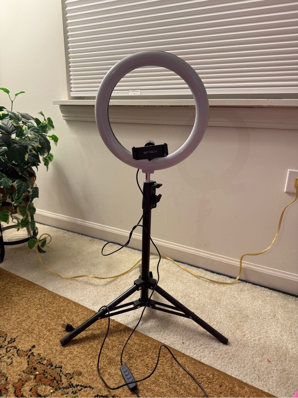 White LED Ring Light with Black Tripod Stand